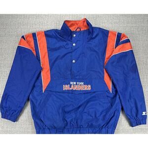 Vintage New York Islanders Jacket Sz XL NHL 1/2 Zip Starter Pullover Windbreaker